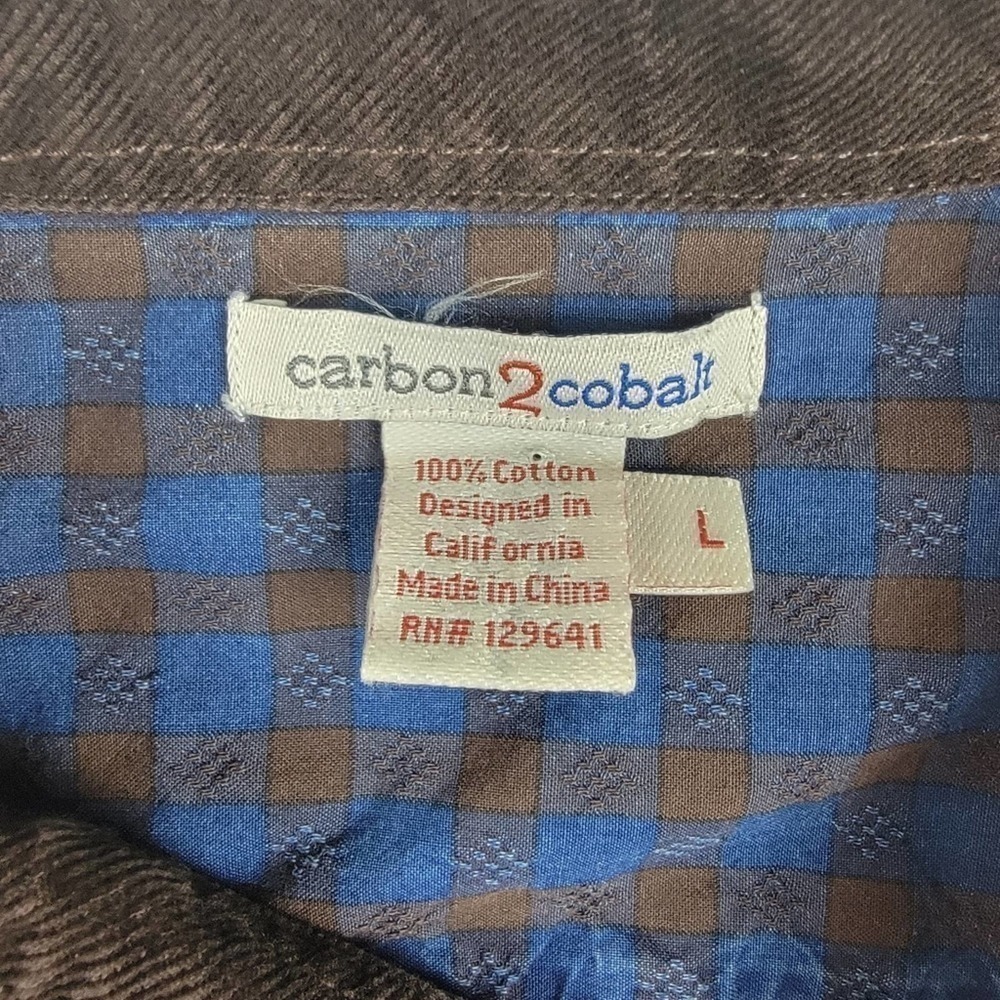 Carbon2cobalt Buffalo Check Button Down Shirt Sz L - image 5